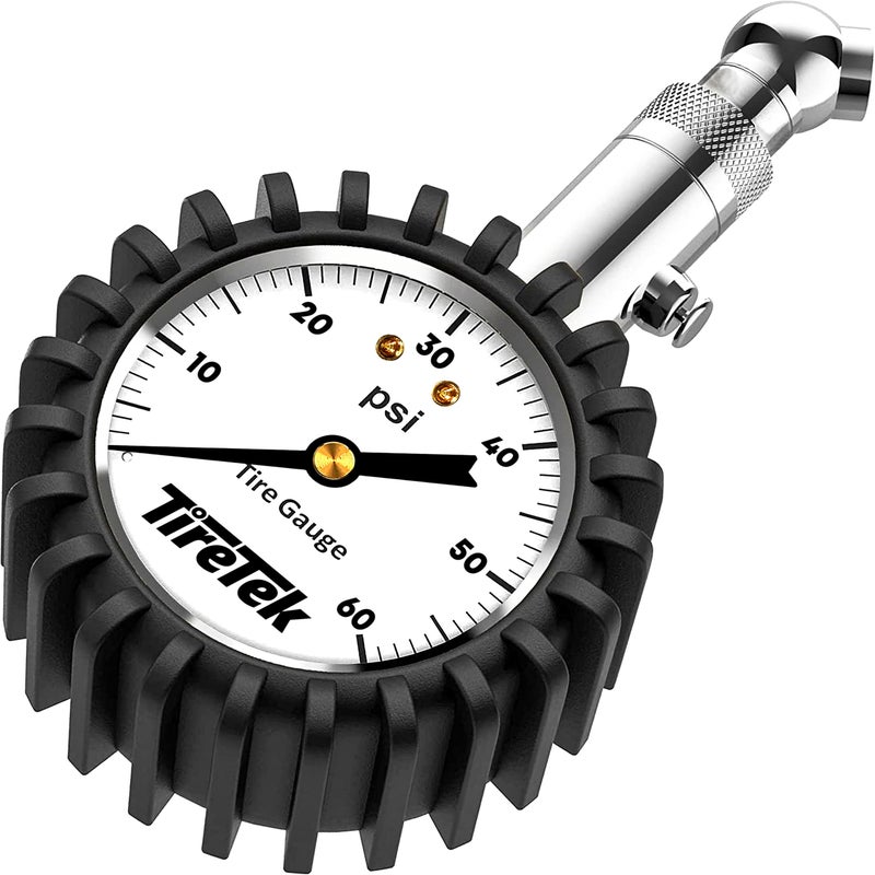 TireTek Tire Pressure Gauge for Cars (0-60 PSI  ANSI Certified) Premium Air Pressure Gauge for Tires - Easy to Read Automobile Analog Circular Dial Low PSI Checker Tester - Image 1
